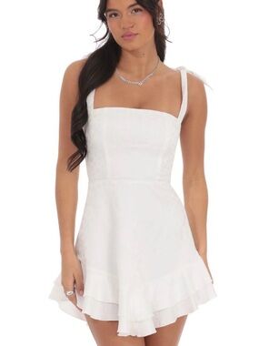 Lucy in the Sky | Dresses | Neia Ruffle Dress In White Sparkly Chiffon |  Poshmark